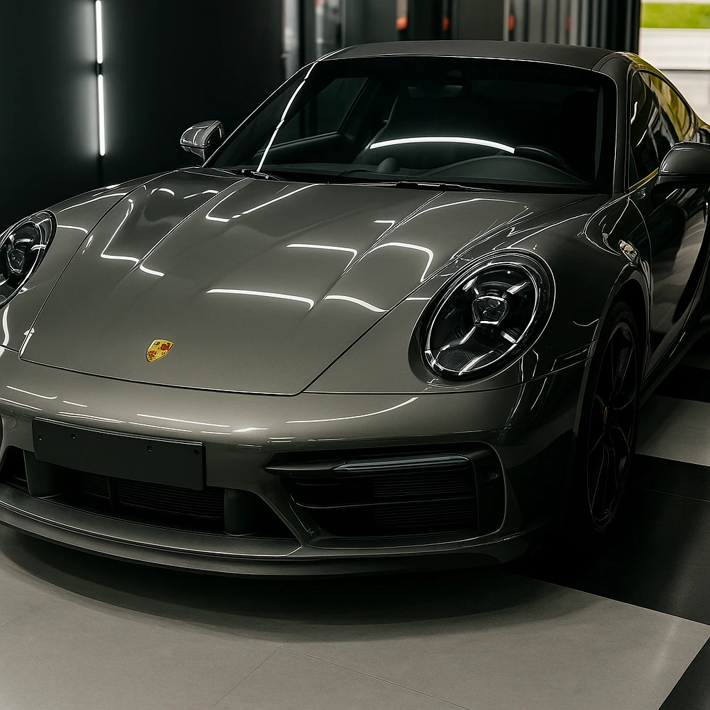 Aplicação de película para proteção de parabrisa no Porsche - Exemplo 1